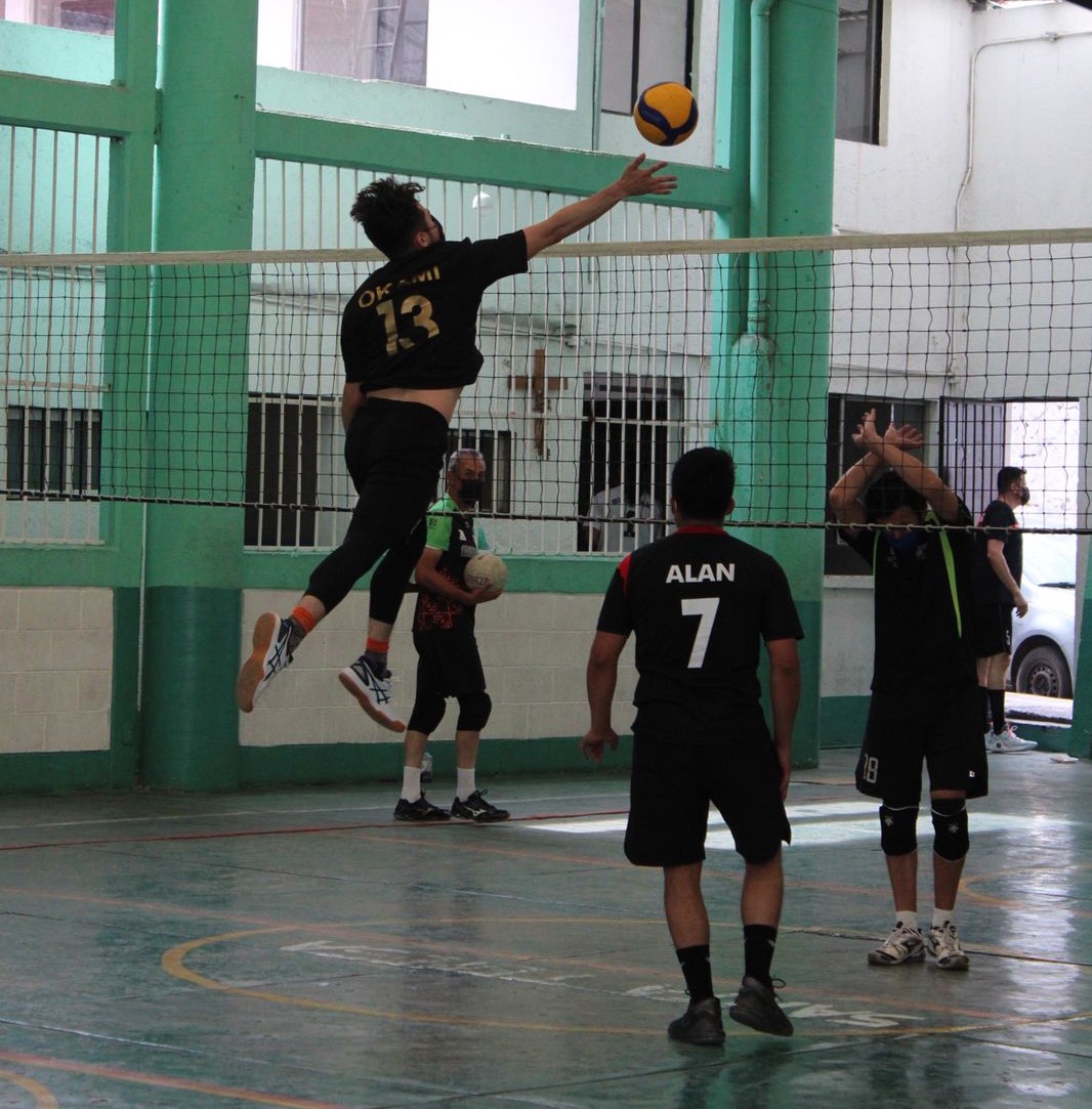 playing volleyball